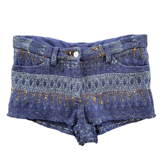 IRO Monroe Women's Blue Embroidered Cotton Silk Knit Boho Shorts Size 1 - Picture 1 of 8
